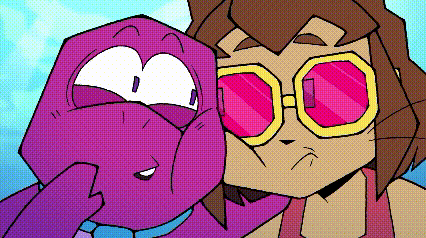 Cartoon Character in Pink Sunglasses Next to Another