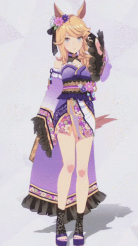 Cartoon Character In Purple And Gold Dress GIF