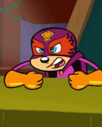 Cartoon Character in Purple and Orange Superhero Costume Number 8