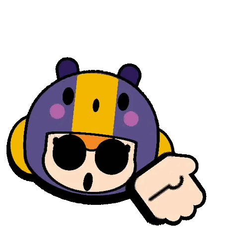 Cartoon Character in Purple and Yellow Helmet Pointing