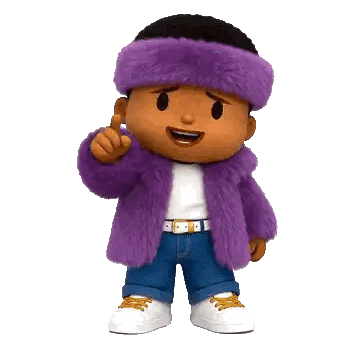 Cartoon Character in Purple Fur Coat
