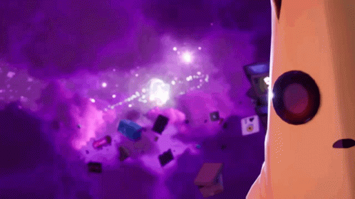 Cartoon Character In Purple Galaxy GIF