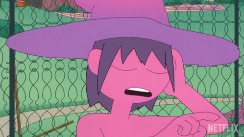 Cartoon Character in Purple Hat Behind Fence Saying Netflix