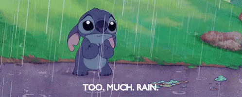 Cartoon Character in Rain Too Much Rain