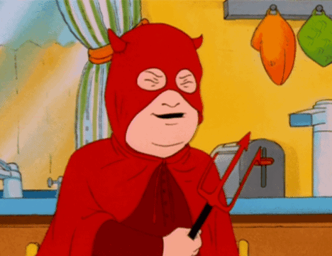 Cartoon Character in Red Devil Costume