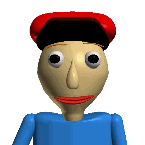Cartoon Character in Red Hat and Blue Shirt
