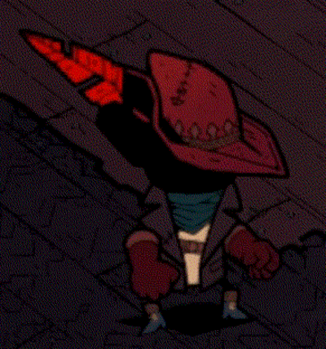 Cartoon Character in Red Hat and Gloves