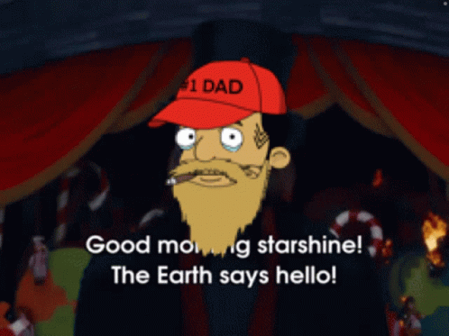 Cartoon Character in Red Hat Says # 1 Dad