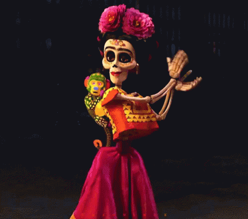 Cartoon Character in Red Hoodie With Skeleton Makeup