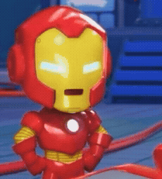 Cartoon Character in Red Iron Man Suit