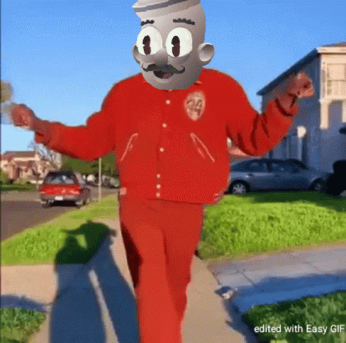 Cartoon Character In Red Jacket Number 24 Walking GIF