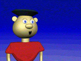 Cartoon Character in Red Shirt and Black Hat