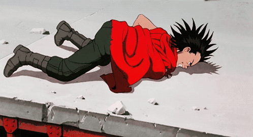 Cartoon Character in Red Shirt Laying Down