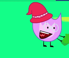 Cartoon Character in Red Witch Hat and Glasses