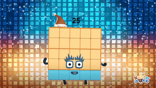 Cartoon Character in Santa Hat With 25