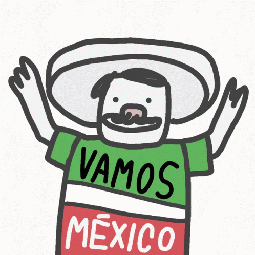 Cartoon Character in Sombrero and Vamos Mexico Shirt
