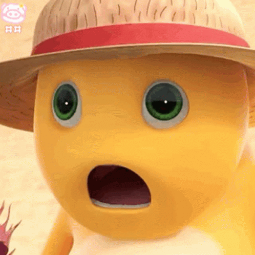 Cartoon Character in Straw Hat Surprised