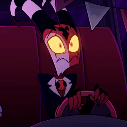 Cartoon Character in Suit and Tie Driving Vehicle