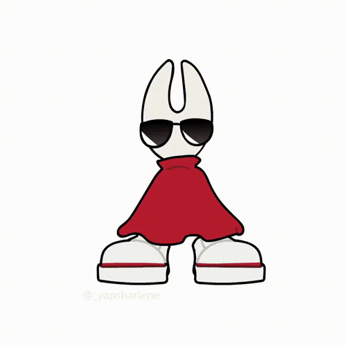 Cartoon Character in Sunglasses and Red Turtleneck