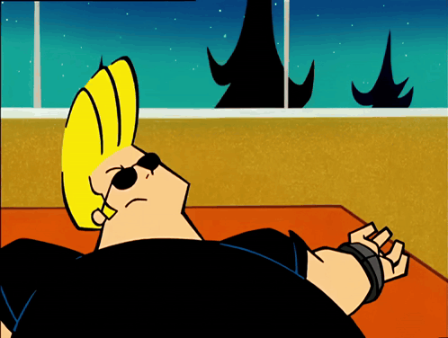 Cartoon Character in Sunglasses Laying on Ground