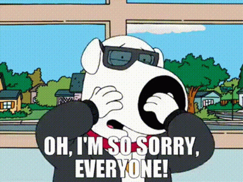 Cartoon Character in Sunglasses Saying Sorry