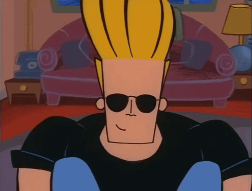 Cartoon Character in Sunglasses Sitting in Living Room