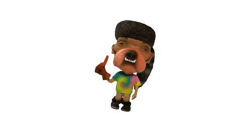 Cartoon Character in Tie Dye Giving Thumbs Up