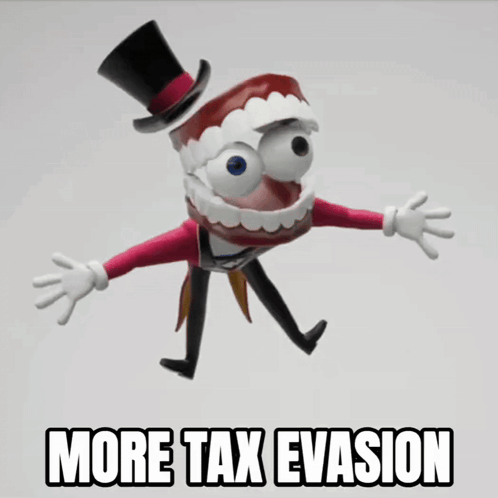 Cartoon Character in Top Hat More Tax Evasion