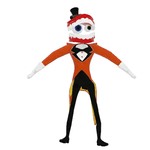 Cartoon Character in Tuxedo Red Hat Arms Outstretched