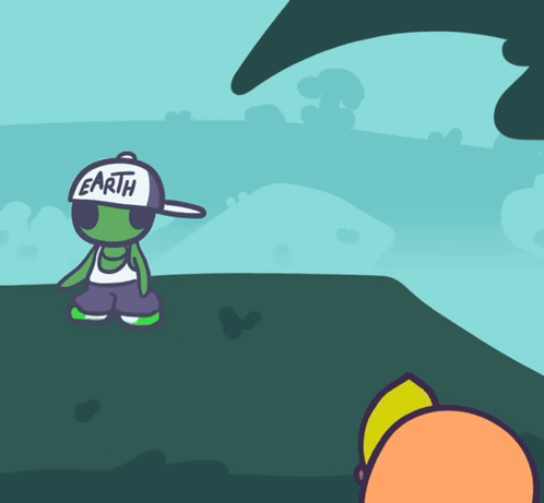 Cartoon Character in White Hat Saying Earth