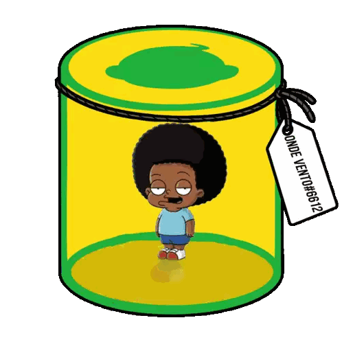 Cartoon Character in Yellow and Green Container