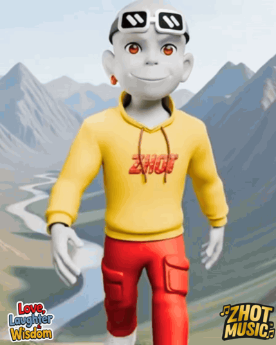 Cartoon Character in Yellow Hoodie Saying Zhot
