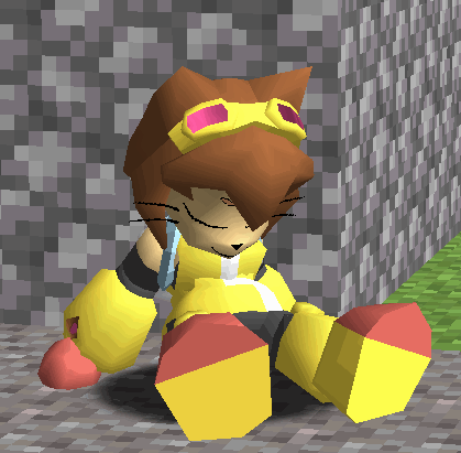 Cartoon Character in Yellow Jacket and Goggles
