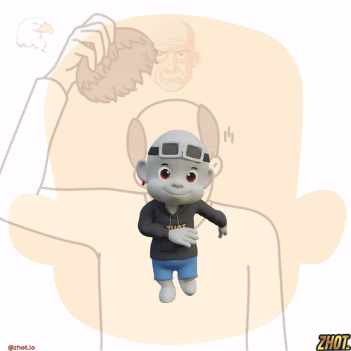 Cartoon Character in Zhot Hoodie