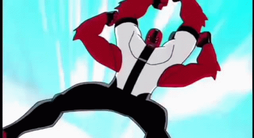 Cartoon Character Jumping And Flexing GIF