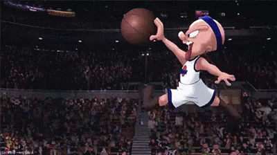 Cartoon Character Jumping for Basketball