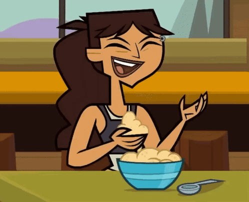 Cartoon Character Laughing Holding Bowl Of Cereal GIF