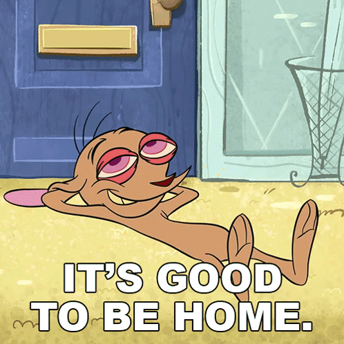 Cartoon Character Laying Down It's Good To Be Home