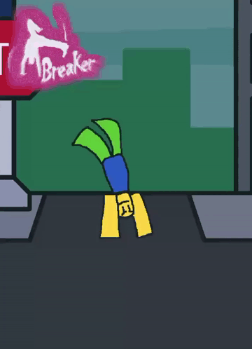 Cartoon Character Laying in Front of Breaker Sign