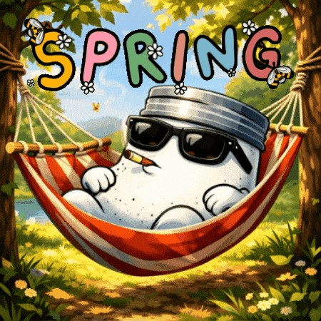 Cartoon Character Laying in Hammock With Spring Above