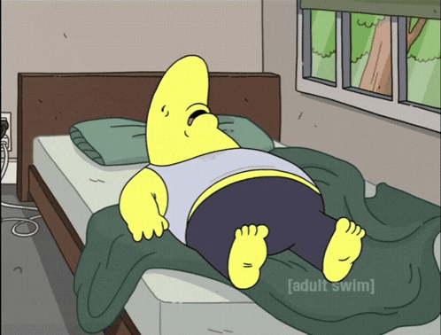 Cartoon Character Laying on Bed Adult Swim