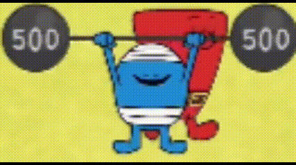 Cartoon Character Lifting 500 Barbell