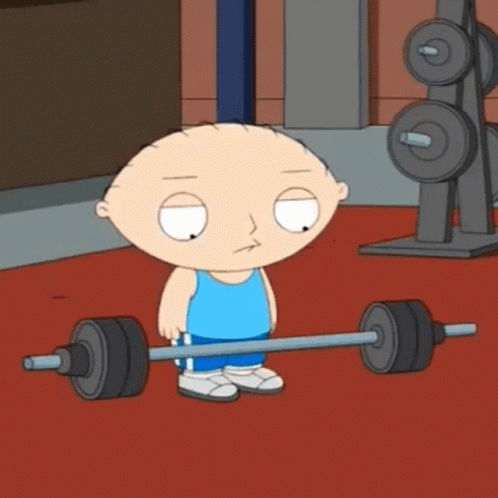 Cartoon Character Lifting Barbell Funny Face