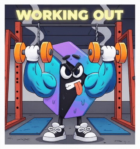 Cartoon Character Lifting Dumbbells GIF