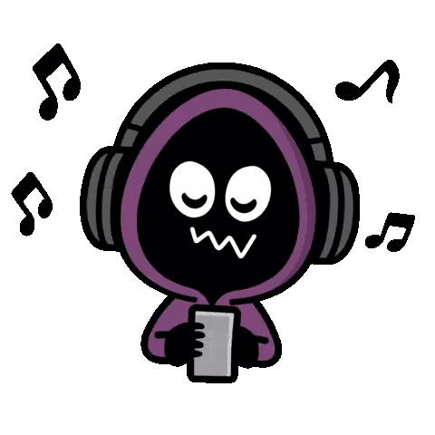 Cartoon Character Listening to Music