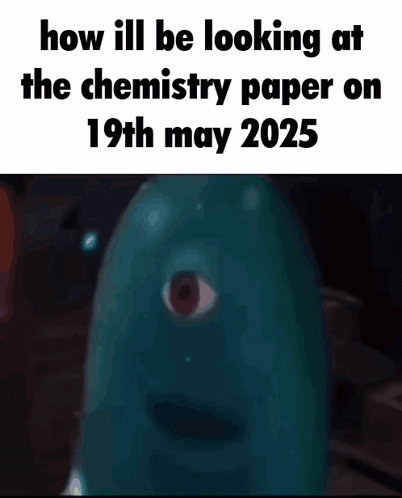 Cartoon Character Looking at Chemistry Paper