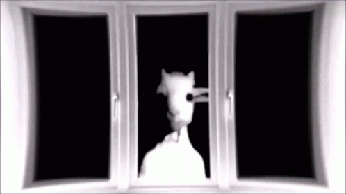 Cartoon Character Looking Out of Window