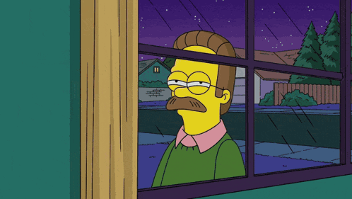 Cartoon Character Looking Out Window Eyes Closed