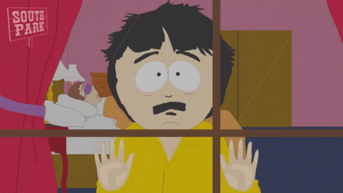Cartoon Character Looking Out Window With South Park Sign
