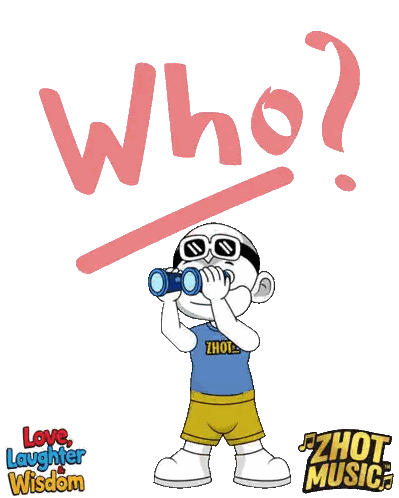 Cartoon Character Looking Through Binoculars